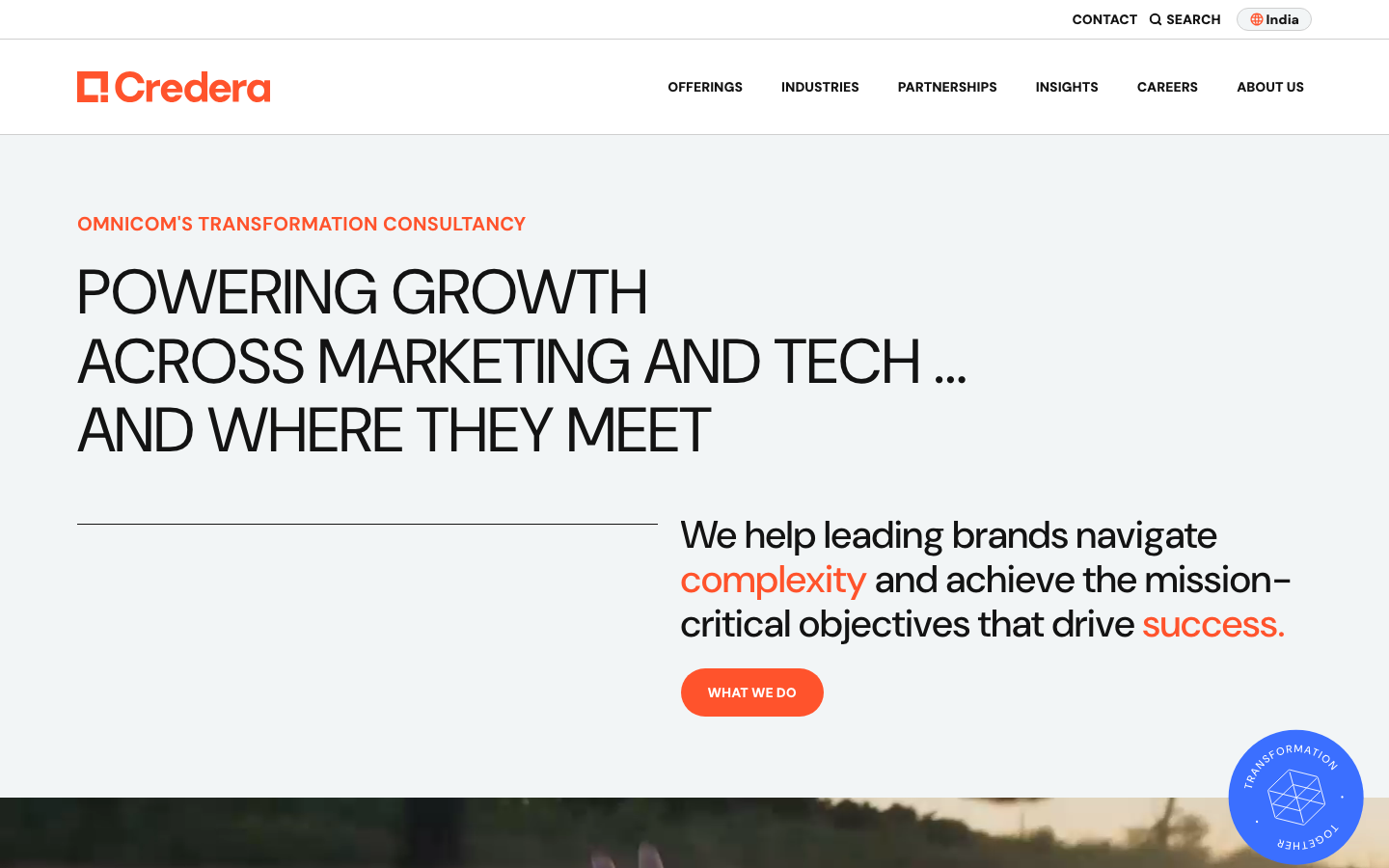 Credera homepage describing digital, data, and technology consulting services